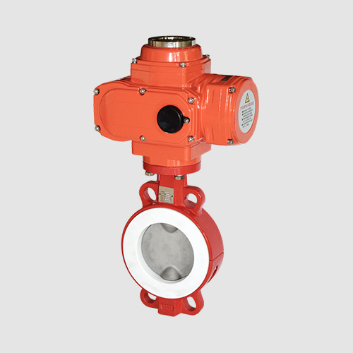 Electric fluorine lined wafer butterfly valve