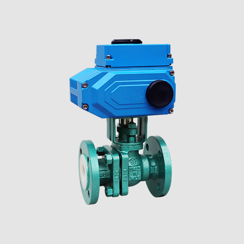 Electric fluorine-lined flanged ball valve