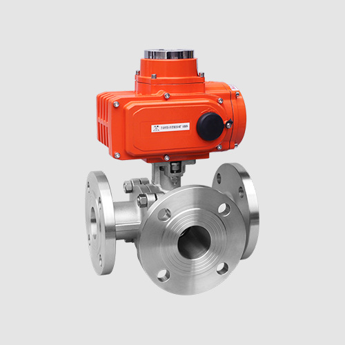 Electric three-way flange ball valve