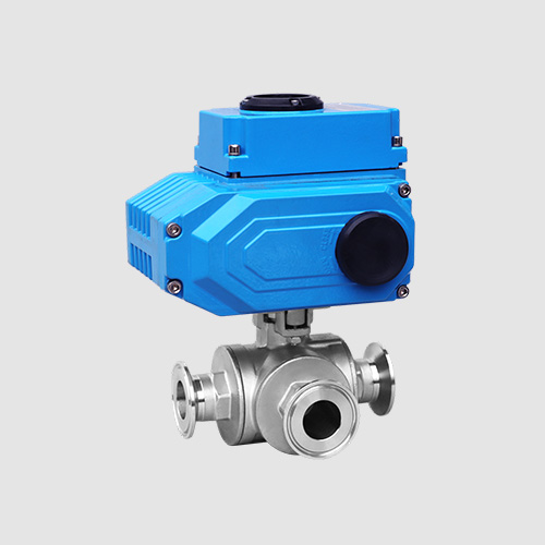 Electric three-way quick-fit ball valve