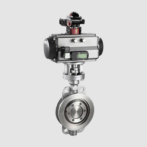 Pneumatic hard seal wafer butterfly valve