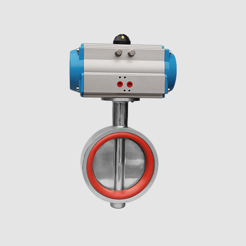 Pneumatic sanitary wafer butterfly valve