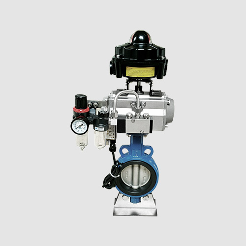 Pneumatic rubber-lined wafer butterfly valve