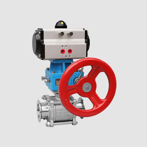 Pneumatic quick-install ball valve with manual operation