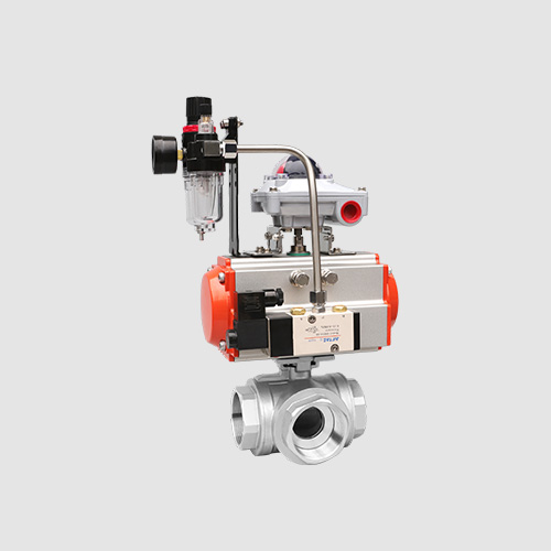 Pneumatic three-way ball valve